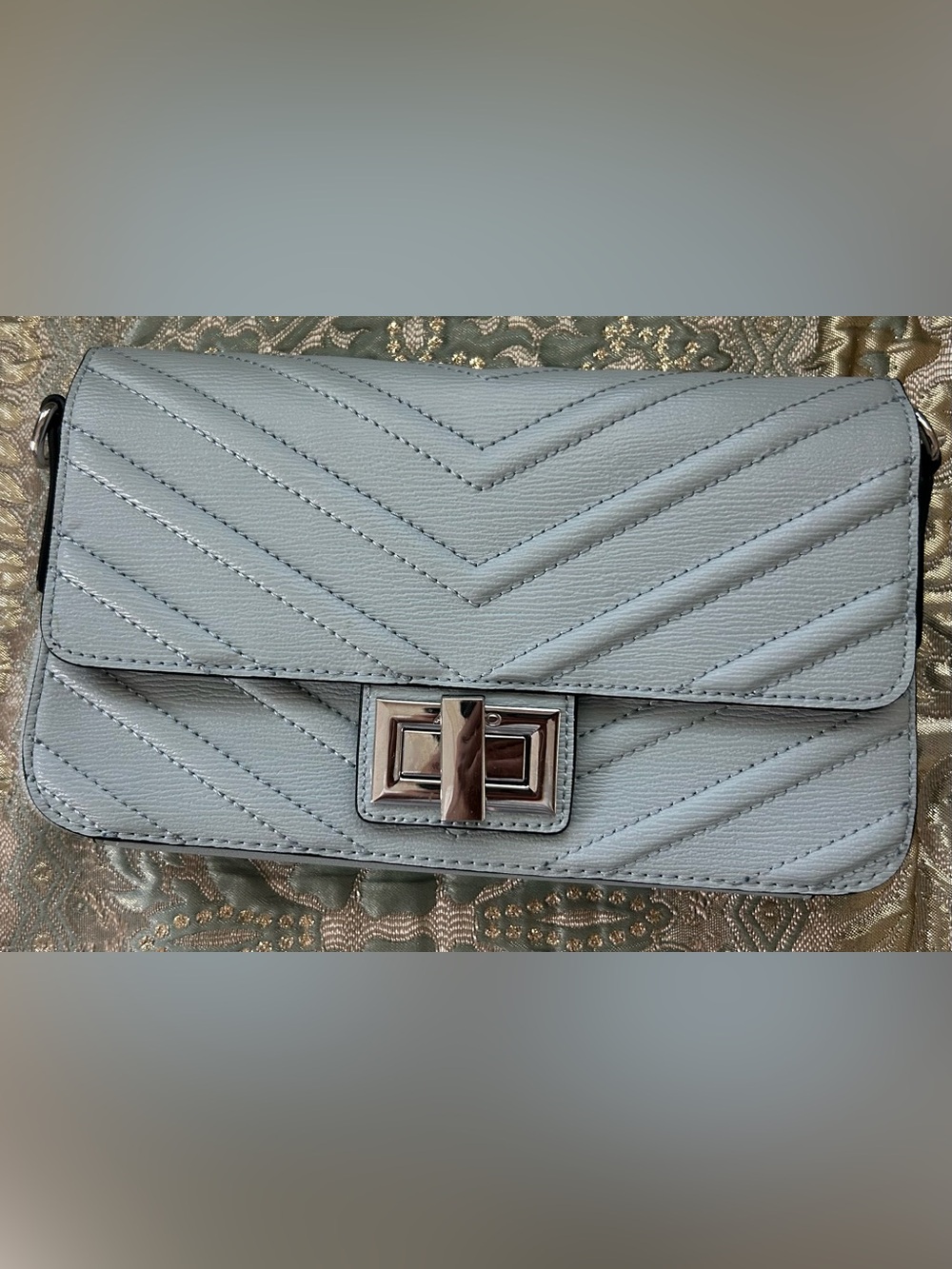 ALDO Pale Blue Quilted Flap Crossbody Bag new without tags
